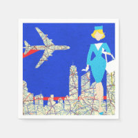 Retro Flight Attendant Paper Napkins