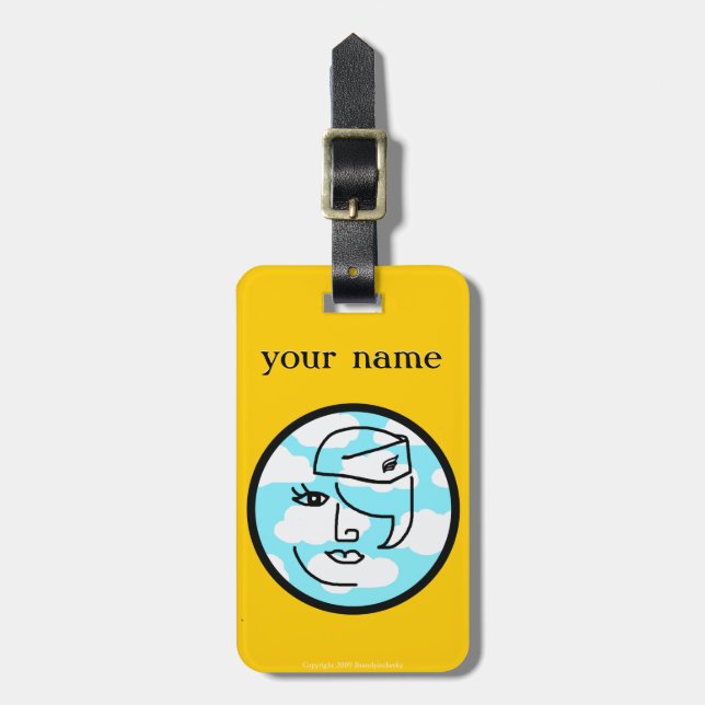 Retro Flight Attendant Personalised Luggage Tag #3 (Front Vertical)