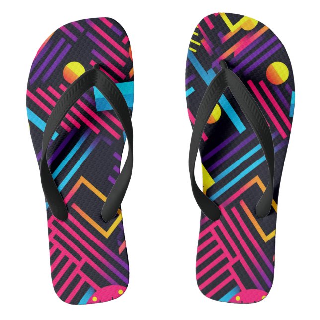 Retro Flip Flops with Funky Abstract Lines (Footbed)