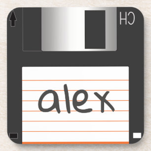 Retro Floppy Discs with Label for Geek Nerds Coaster