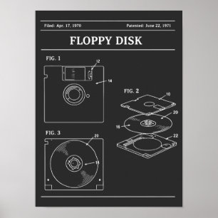 Retro Floppy Disk Blueprint Poster