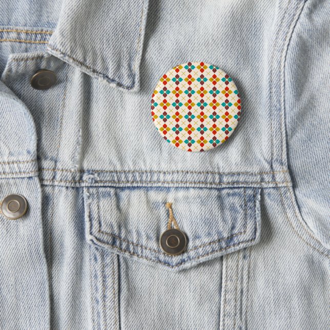 Retro Floral  6 Cm Round Badge (In Situ)