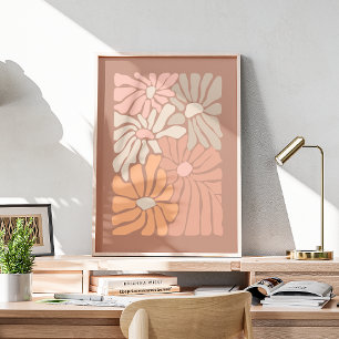 Retro floral abstract art poster