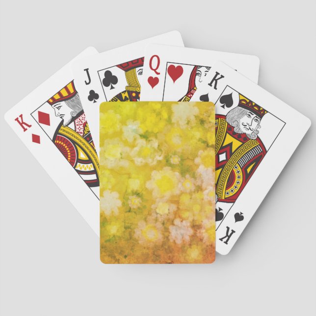 Retro Floral Abstract Salty Watercolor Painting  Playing Cards (Back)
