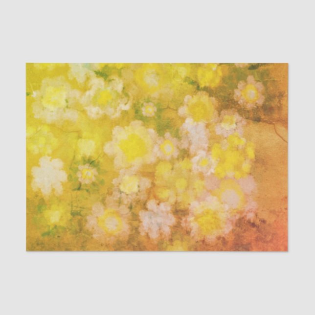 Retro Floral Abstract Salty Watercolor Painting  Tissue Paper (Front)