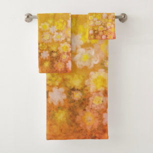 Retro Floral Abstract Salty Watercolor Pattern  Bath Towel Set