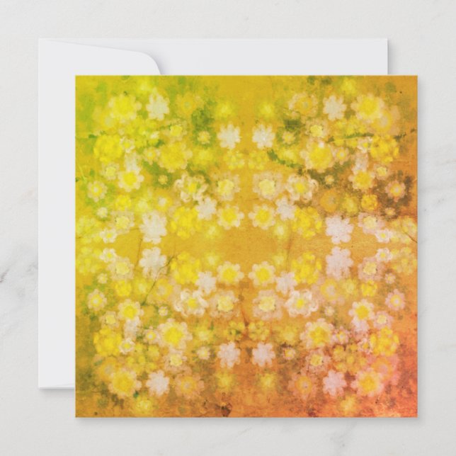 Retro Floral Abstract Salty Watercolor Pattern  Card (Front)