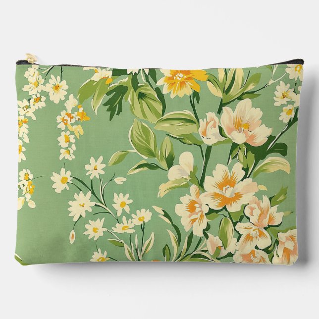 Retro Floral  Accessory Pouch (Front)