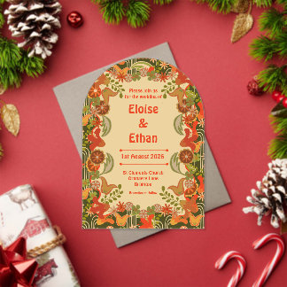 Retro Floral Acrylic Invitations