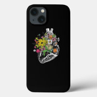 Retro Floral Anatomical Human Heart For Women