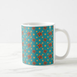 Retro Floral and Polka Dots on Teal Coffee Mug
