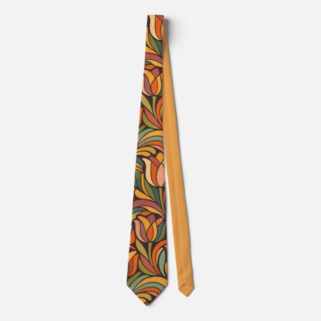 Retro Floral Art Nouveau Pattern Décor Tie (Front)
