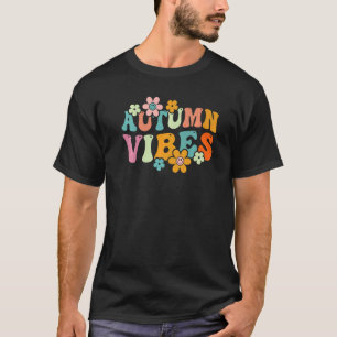 Retro Floral Autumn Vibes Cosy Season Fall Thanksg T-Shirt
