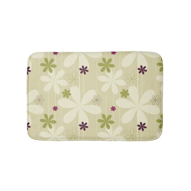 Retro Floral Background Bath Mat (Front)