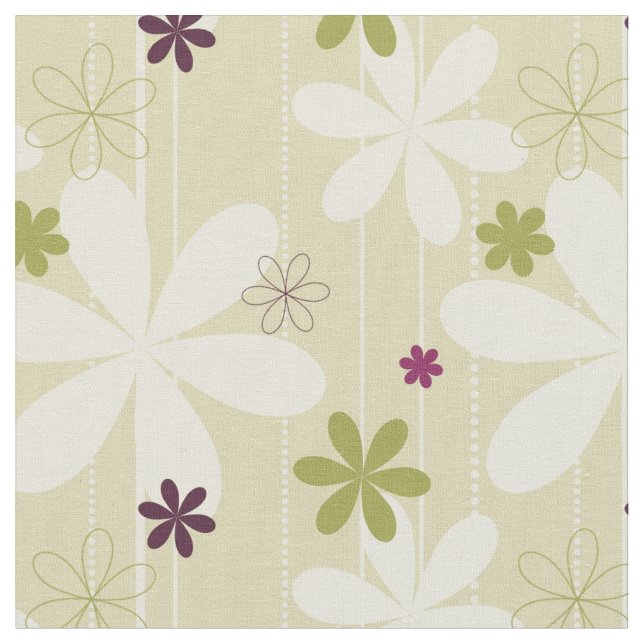 Retro Floral Background Fabric (Close Up)