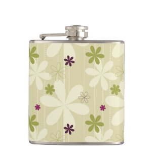 Retro Floral Background Hip Flask