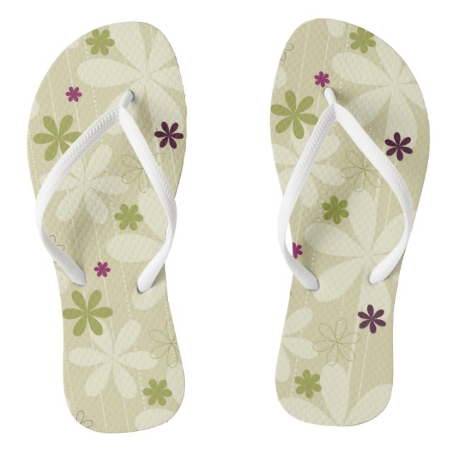 Retro Floral Background Jandals (Footbed)