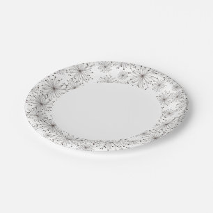 Retro floral background paper plate