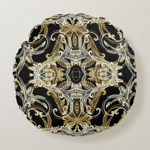 Retro floral background. Vintage illustration.  Round Cushion