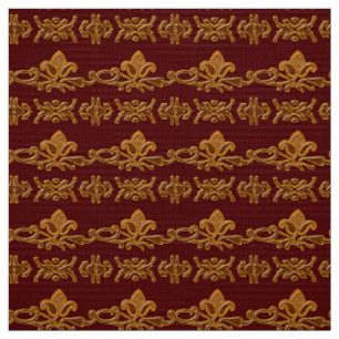 Retro Floral Baroque Burgundy Fabric