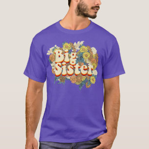 Retro Floral Big Sister Siblings Little Sister Gif T-Shirt
