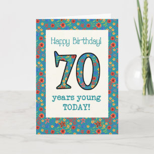Retro Floral Birthday Card 70 Years Young