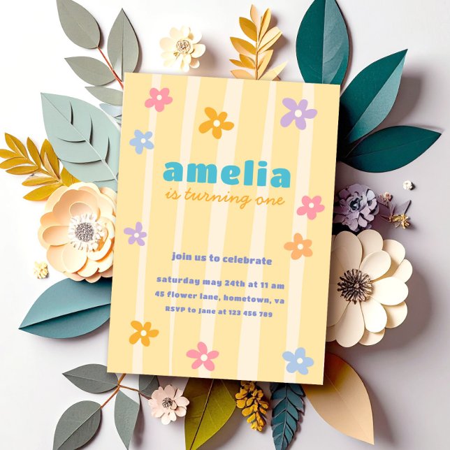 Retro Floral Birthday Party Invitation (Creator Uploaded)