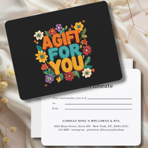 Retro Floral Black Gift Certificate