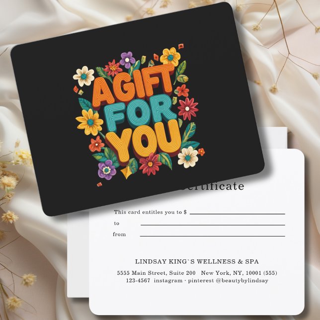 Retro Floral Black Gift Certificate (Retro Floral Black Gift Certificate)