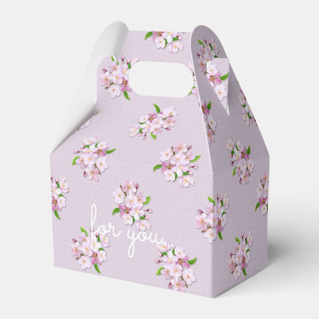 Retro Floral Blossom Design Favour Box (Front Side)