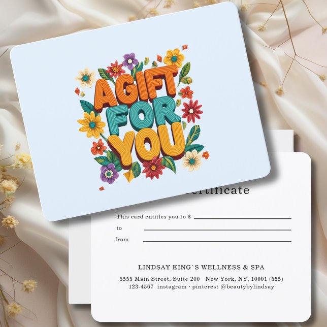 Retro Floral Blue Gift Certificate (Retro Floral Blue Gift Certificate)