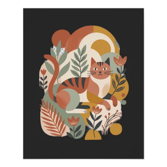 Retro Floral Boho Art T-Shirt Poster (Front)