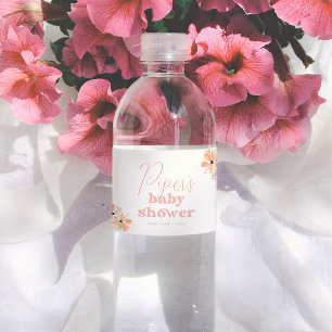 Retro Floral Boho Girl Baby Shower Water Bottle Label