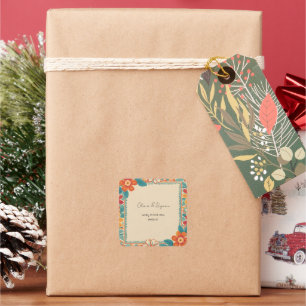 Retro Floral Border Square Sticker