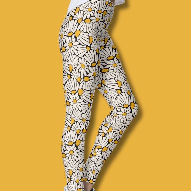 Retro floral botanical block print leggings (Retro floral botanical block print leggings)
