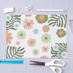 retro floral botanical colourful pattern tissue paper