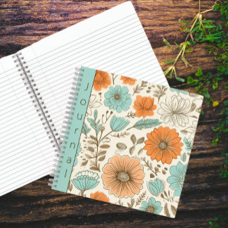 Retro Floral Botanical Journal Spiral Notebook