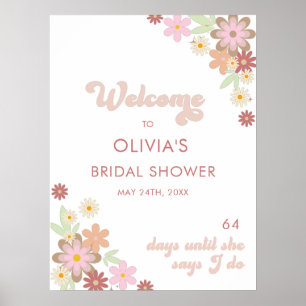 Retro Floral Bridal Shower Welcome Sign