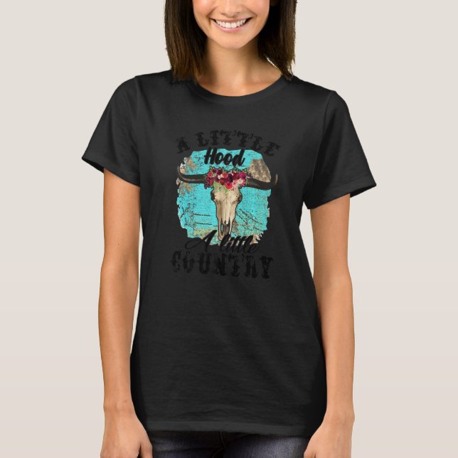 Retro Floral Bull Skull A Little Hood Little Count T-Shirt (Front)