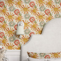 Retro Floral Burst on Beige