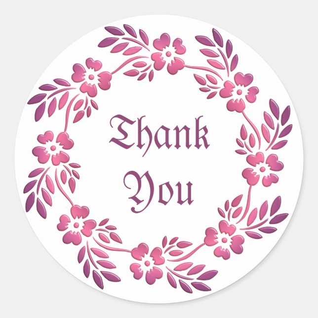 Retro floral circle gradient element. Text Classic Round Sticker (Front)