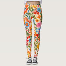 Retro Floral Colorful Maximalist Leggings