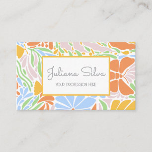 Retro Floral Colourful Frame with QR Business Card