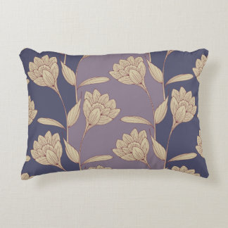 retro floral crocus wallpaper tile in blue mauve s decorative cushion