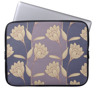 retro floral crocus wallpaper tile in blue mauve s laptop sleeve