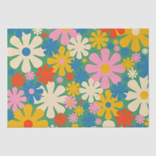 Retro Floral Cute and Colourful Flower Pattern Tissue Paper