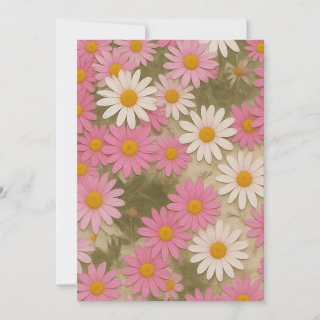 Retro Floral Daisy Pattern Aesthetic Design Save The Date (Front)