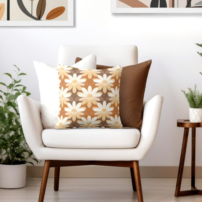 Retro Floral Decorative Cushion (Complete your elegant retro look with an exclusive Wild on Flowers Throw PIllow.)