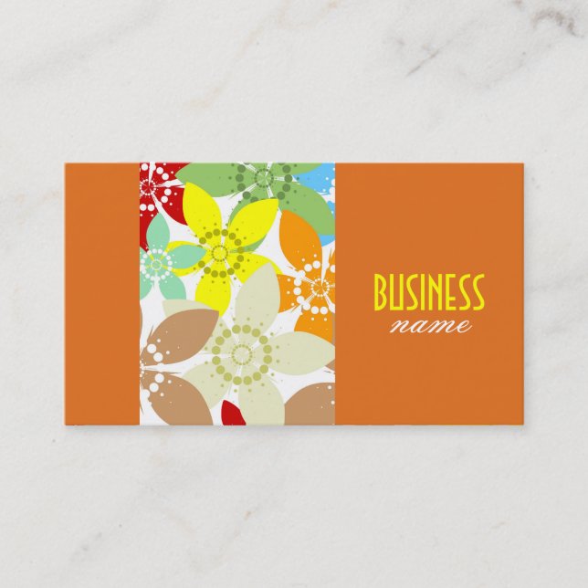 Retro Floral Design Business Card (Front)