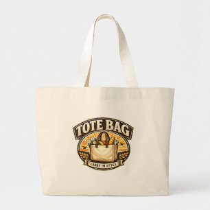 Retro Floral Design Large Tote Bag